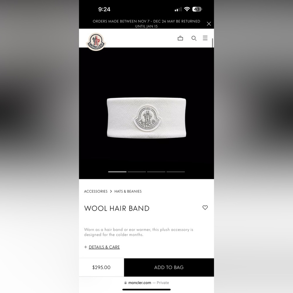 MONCLER CREAM WOOL HAIR BAND NWT - Picture 5 of 10